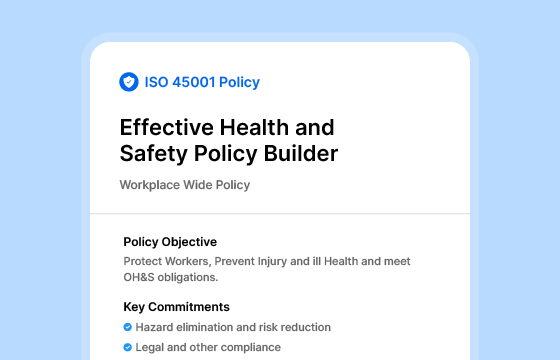 ISO 45001 Policy: Health and Safety Policy Examples & Templates